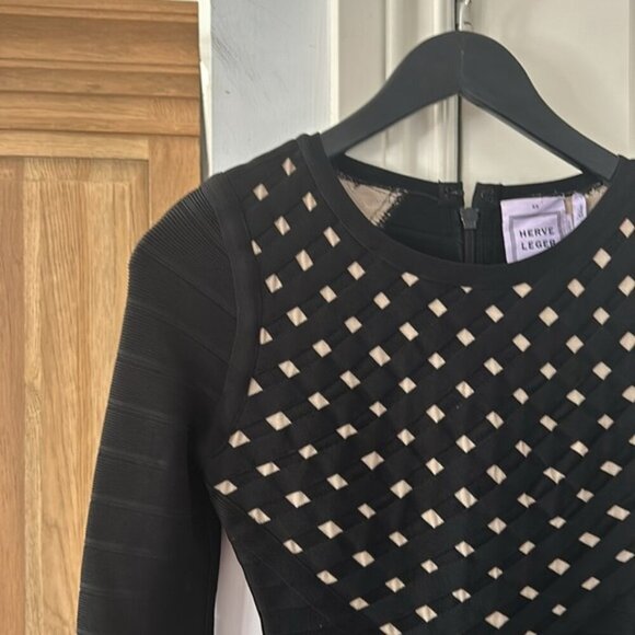 ❌❌SOLD❌❌HERVE LEGER black long sleeve bandage Pernilla dress xs - Picture 3 of 12